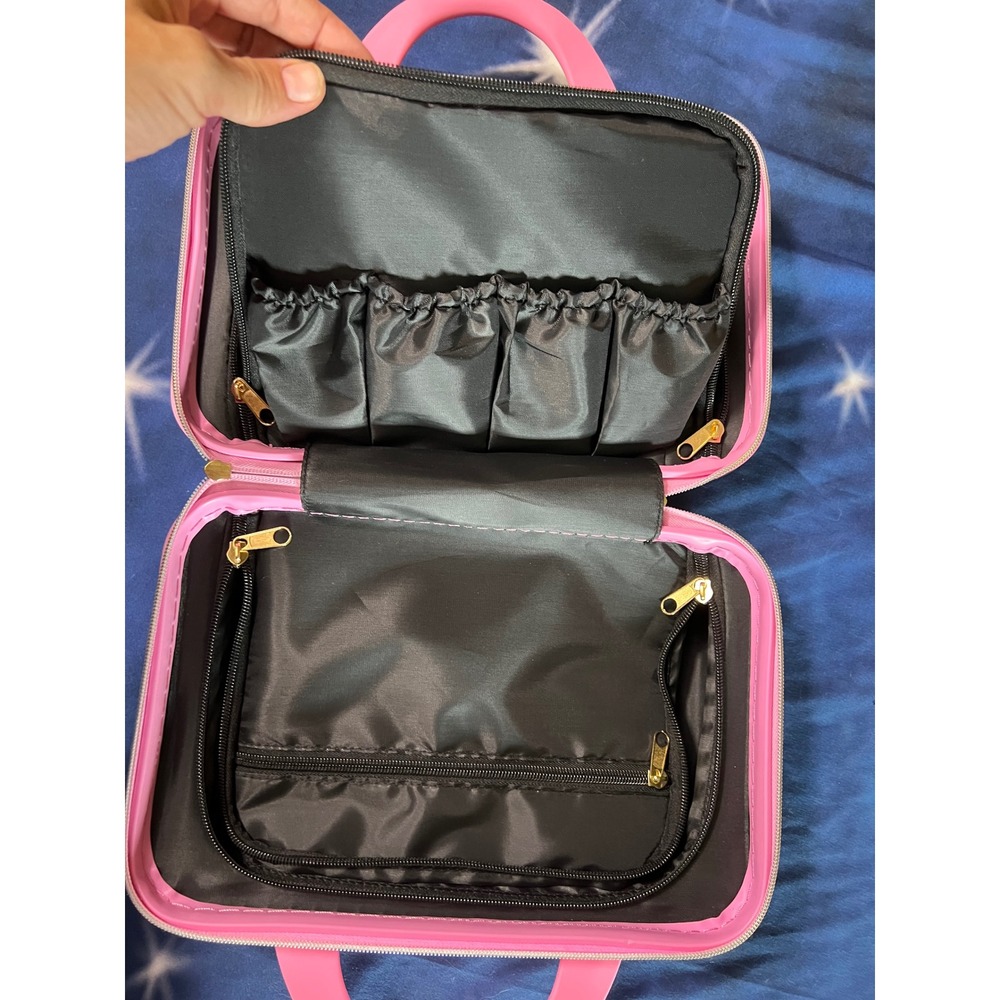 Pink Hardshell Mini Suitcase Makeup Bag Viral Vanity Travel Case - Picture 4 of 7